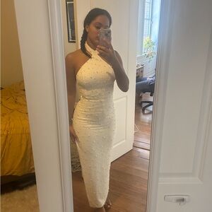 Beautiful embellished White Halter Dress